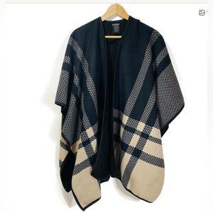 Nicole Miller oversized poncho scarf in black white
